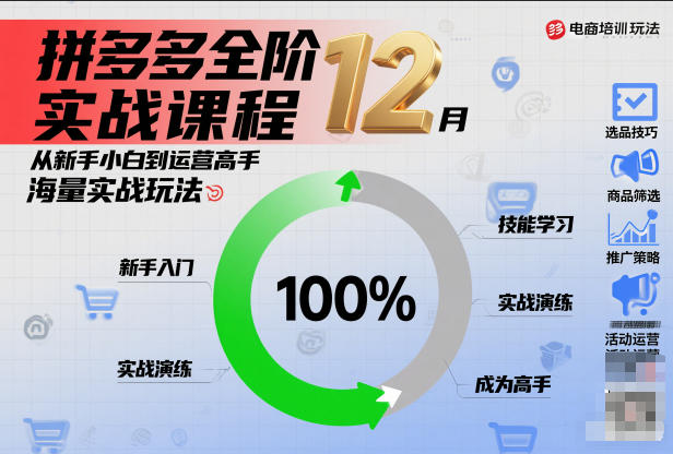 拼多多全阶实战课程12月，从新手小白到运营高手，海量实战玩法-灵感工坊云网创