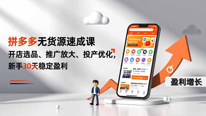 拼多多无货源速成课，开店选品、推广放大、投产优化，新手30天稳定盈利-灵感工坊云网创