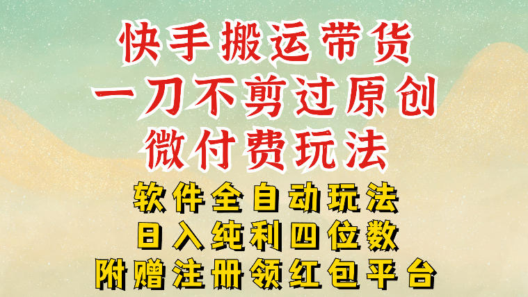 快手搬运带货，一刀不剪过原创，微付费玩法，软件全自动玩法，日入纯利四位数【揭秘】-灵感工坊云网创