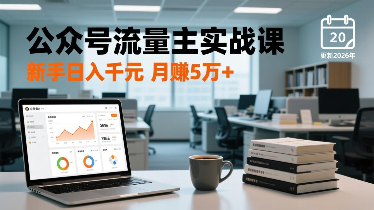 公众号流量主实战课，爆文写作、流量池运营、多平台分发，新手日入千元月赚5万+更新2026年-灵感工坊云网创