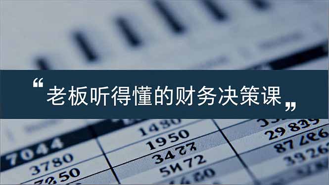 老板能听得懂的财务决策课，报表解读、数据洞察、风险识别，用财务驱动业务增长-灵感工坊云网创