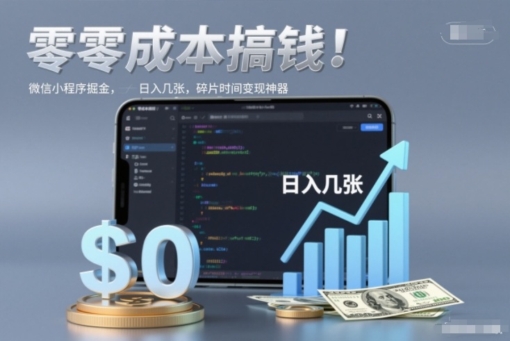 零成本搞钱，微信小程序掘金，简单易操作，日入几张，碎片时间变现神器【揭秘】-灵感工坊云网创