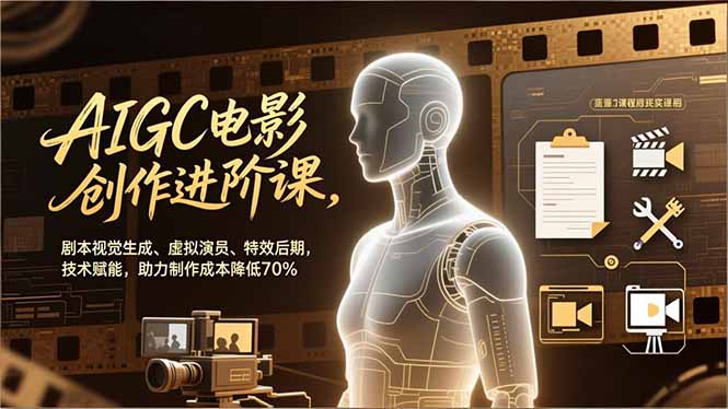 AIGC电影创作进阶课，剧本视觉生成、虚拟演员、特效后期，技术赋能，助力制作成本降低70%-灵感工坊云网创