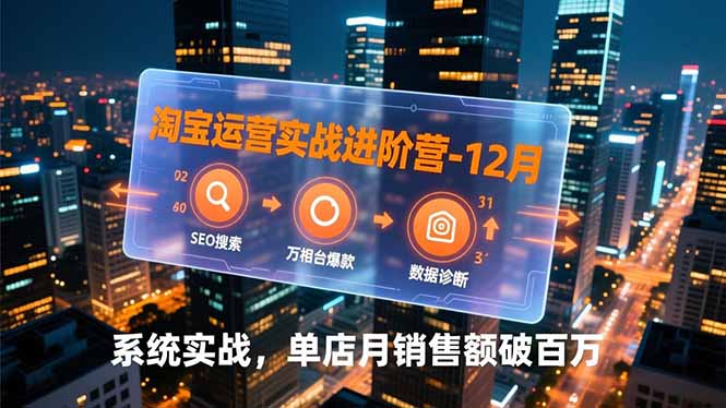 淘宝运营实战进阶营-12月：SEO搜索、万相台爆款、数据诊断，系统实战，单店月销售额破百万-灵感工坊云网创