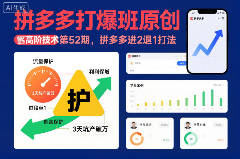 拼多多打爆班原创高阶技术第52期，拼多多进2退1打法-灵感工坊云网创