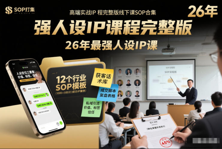 强人设IP课程完整版线下课SOP合集+26年最强人设IP课，真线索获客，强人设成交-灵感工坊云网创