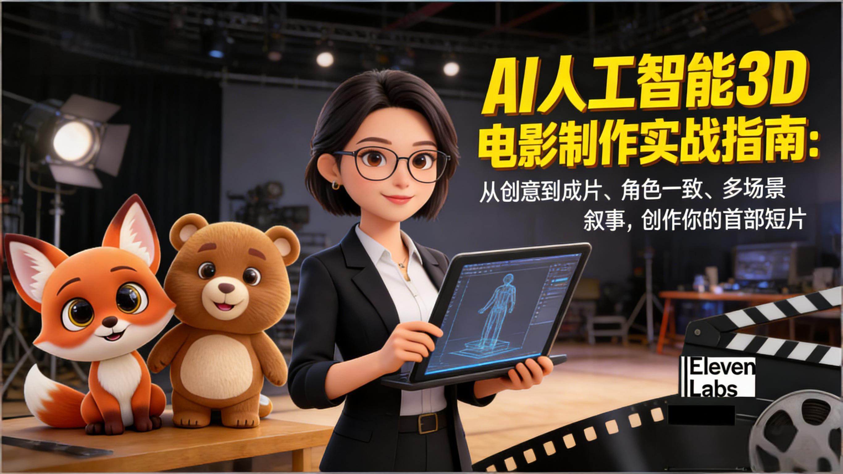AI人工智能3D电影制作实战指南：从创意到成片、角色一致、多场景叙事，创作你的首部短片-灵感工坊云网创
