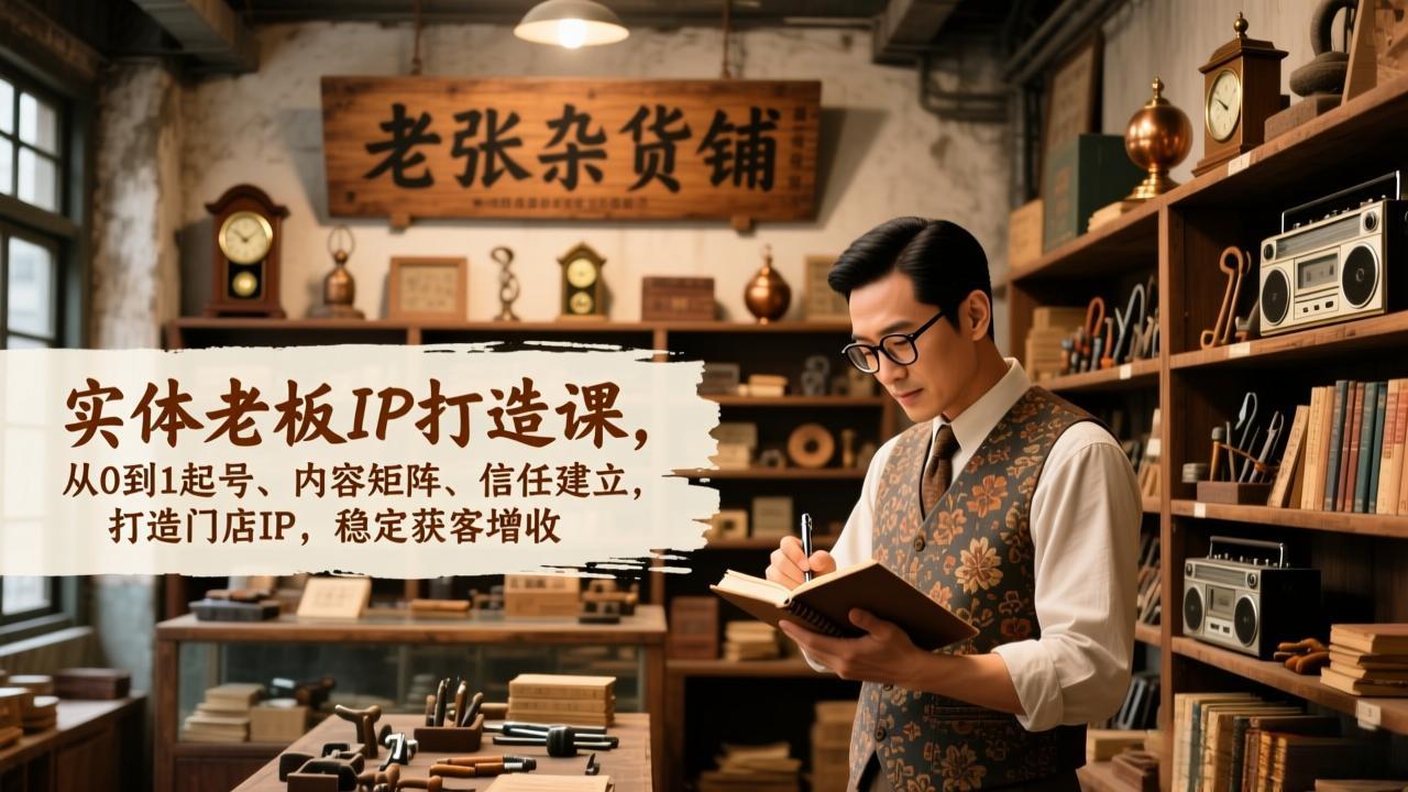 实体老板IP打造课，从0到1起号、内容矩阵、信任建立，打造门店IP，稳定获客增收-灵感工坊云网创