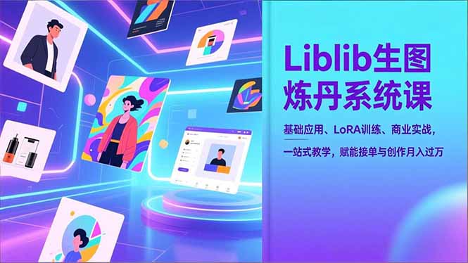 Liblib生图炼丹系统课，基础应用、LoRA训练、商业实战，一站式教学，赋能接单与创作月入过万-灵感工坊云网创